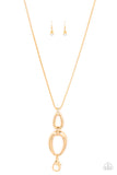 Paparazzi "Elegantly Entrancing" Gold Lanyard Necklace & Earring Set Paparazzi Jewelry