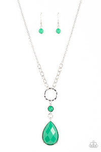 Paparazzi "Valley Girl Glamour" Green Necklace & Earring Set Paparazzi Jewelry