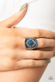 Paparazzi "Amplified Aztec" Blue Ring Paparazzi Jewelry