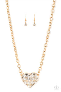 Paparazzi "Heartbreakingly Blingy" Gold Necklace & Earring Set Paparazzi Jewelry