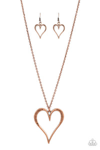 Paparazzi "Hopelessly In Love" Copper Necklace & Earring Set Paparazzi Jewelry