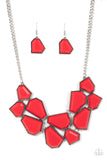 Paparazzi "Double-DEFACED" Red Necklace & Earring Set Paparazzi Jewelry