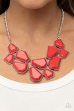Paparazzi "Double-DEFACED" Red Necklace & Earring Set Paparazzi Jewelry
