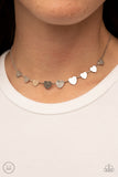 Paparazzi "Dainty Desire" Silver Choker Necklace & Earring Set Paparazzi Jewelry