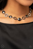 Paparazzi "Rhinestone Rollout" Silver Choker Necklace & Earring Set Paparazzi Jewelry