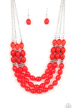 Paparazzi "Coastal Cruise" Red Necklace & Earring Set Paparazzi Jewelry