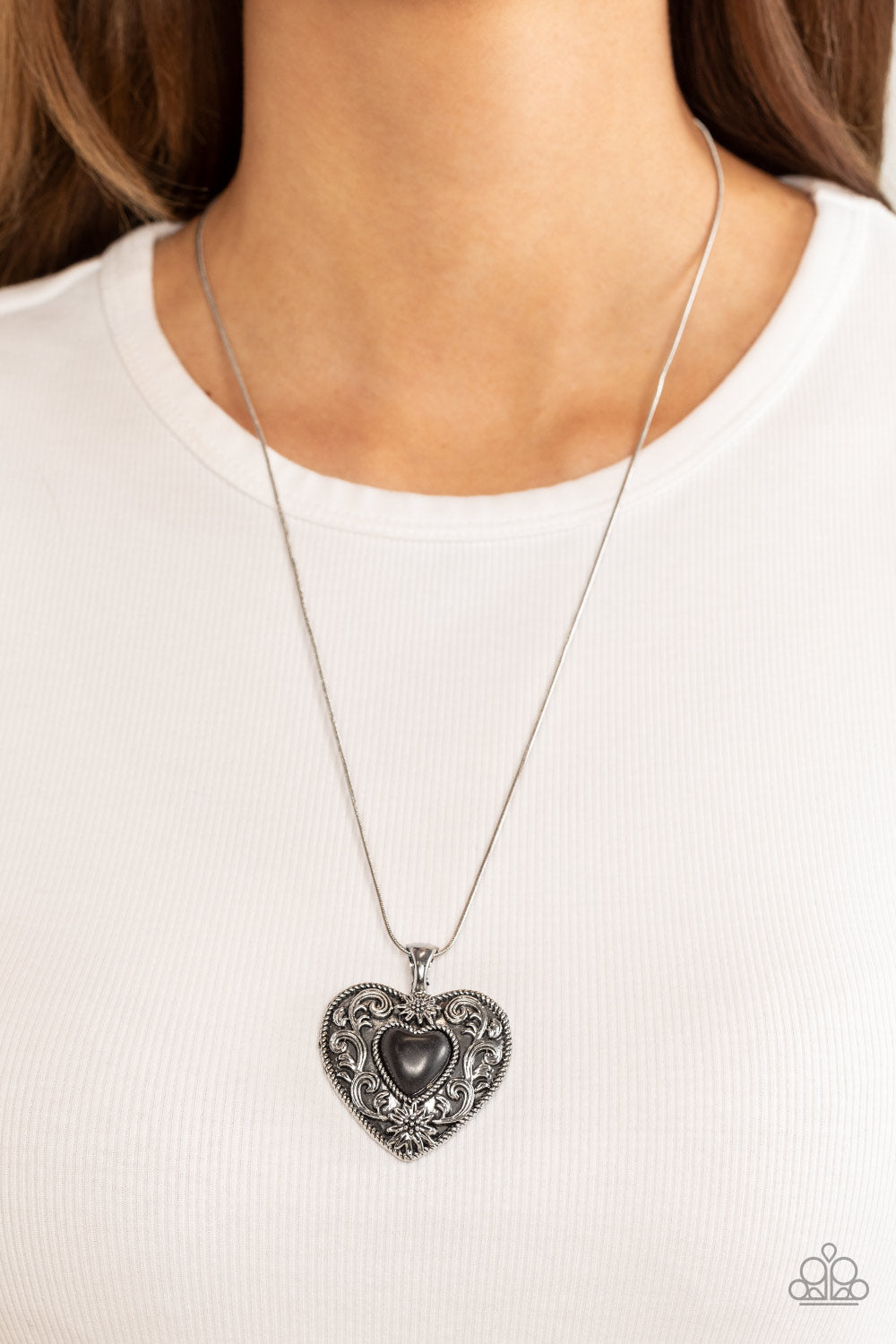 Paparazzi Playing Heart To Get Black Choker Necklace & Earring Set