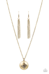 Paparazzi "Monarch Meadow" Brass Necklace & Earring Set Paparazzi Jewelry
