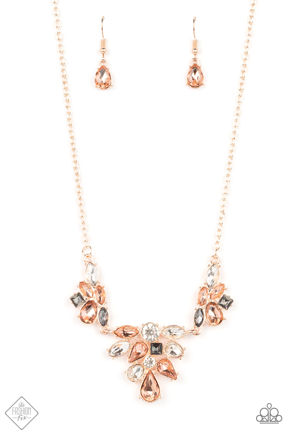 Paparazzi Lock Up Your Valuables Rose Gold Necklace & Earring Set