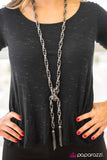 Paparazzi "SCARFed for Attention" Black BLOCKBUSTER Necklace & Earring Set Paparazzi Jewelry