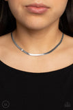 Paparazzi "In No Time Flat" Silver Choker Necklace & Earring Set Paparazzi Jewelry