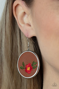 Paparazzi "Prairie Patchwork" Red Earrings Paparazzi Jewelry