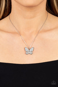 Paparazzi "Flutter Forte" White Necklace & Earring Set Paparazzi Jewelry