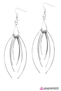 Paparazzi "Caught In A Whirlwind" Silver Bar Curved Earrings Paparazzi Jewelry