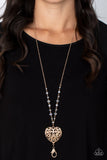 Paparazzi "Doting Devotion" Gold Lanyard Necklace & Earring Set Paparazzi Jewelry