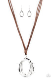 Paparazzi "Long OVAL-due" Brown Necklace & Earring Set Paparazzi Jewelry