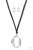Paparazzi "Long OVAL-due" Black Necklace & Earring Set Paparazzi Jewelry