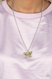 Paparazzi "Free-Flying Flutter" Yellow Necklace & Earring Set Paparazzi Jewelry