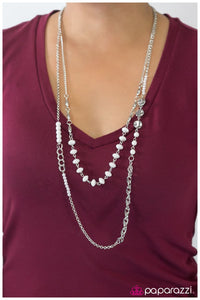 Paparazzi "The Heat Is On" White Bead Silver Necklace & Earring Set Paparazzi Jewelry