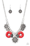 Paparazzi "Western Zen" Red Necklace & Earring Set Paparazzi Jewelry