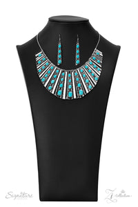 Paparazzi "The Ebony" Blue 2022 Zi Collection Necklace & Earring Set Paparazzi Jewelry