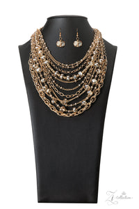 Paparazzi "Reminiscent" Gold 2022 Zi Collection Necklace & Earring Set Paparazzi Jewelry