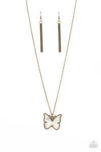 Paparazzi "Gives Me Butterflies" Brass Necklace & Earring Set Paparazzi Jewelry