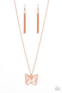 Paparazzi "Gives Me Butterflies" Copper Necklace & Earring Set Paparazzi Jewelry