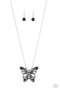 Paparazzi "Badlands Butterfly" Black Necklace & Earring Set Paparazzi Jewelry