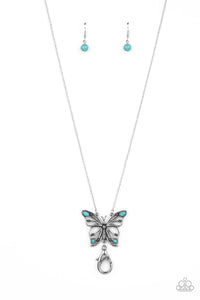 Paparazzi "Badlands Butterfly" Blue Lanyard Necklace & Earring Set Paparazzi Jewelry