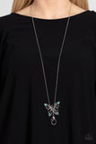 Paparazzi "Badlands Butterfly" Blue Lanyard Necklace & Earring Set Paparazzi Jewelry