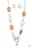 Paparazzi "Stained Glass Glamour" Brown Lanyard Necklace & Earring Set Paparazzi Jewelry