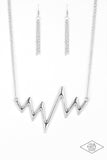 Paparazzi "In A Heartbeat" Silver Necklace & Earring Set Paparazzi Jewelry