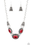 Paparazzi "Textured TRAPEZOID" Red Necklace & Earring Set Paparazzi Jewelry