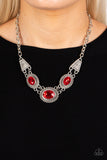 Paparazzi "Textured TRAPEZOID" Red Necklace & Earring Set Paparazzi Jewelry