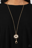 Paparazzi "Cretian Crest" Gold Lanyard Necklace & Earring Set Paparazzi Jewelry