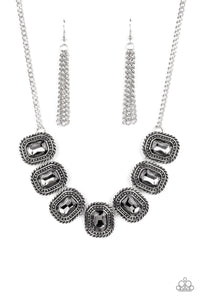Paparazzi "Iced Iron" Silver Necklace & Earring Set Paparazzi Jewelry