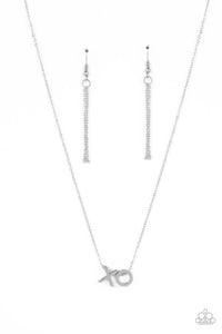 Paparazzi "Hugs and Kisses" Silver Necklace & Earring Set Paparazzi Jewelry