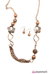 Paparazzi "Daisy Duke" Copper Bead Floral Accent Necklace & Earring Set Paparazzi Jewelry