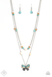 Paparazzi "Free-Spirited Flutter" Blue Fashion Fix Necklace & Earring Set Paparazzi Jewelry