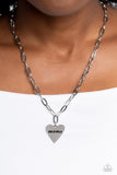 Paparazzi "Mama Cant Buy You Love" Silver Necklace & Earring Set Paparazzi Jewelry