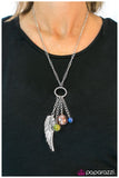 Paparazzi "On a Wing and a Prayer" RETIRED Blue Green & Tan Stone Wing Pendant Silver Tone Necklace & Earring Set Paparazzi Jewelry
