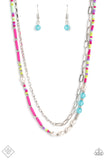 Paparazzi "Coastal Composition" Pink Fashion Fix Necklace & Earring Set Paparazzi Jewelry