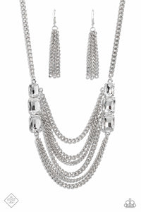 Paparazzi "Come CHAIN or Shine" White Fashion Fix Necklace & Earring Set Paparazzi Jewelry