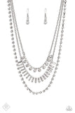 Paparazzi "Dripping in Stardust" White Fashion Fix Necklace & Earring Set Paparazzi Jewelry