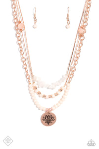Paparazzi "Lotus Luxury" Rose Gold Fashion Fix Necklace & Earring Set Paparazzi Jewelry