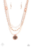 Paparazzi "Lotus Luxury" Rose Gold Fashion Fix Necklace & Earring Set Paparazzi Jewelry