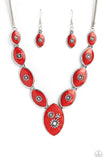 Paparazzi "Pressed Flowers" Red Necklace & Earring Set Paparazzi Jewelry