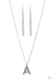 Paparazzi "Leave Your Initials" Silver A Necklace & Earring Set Paparazzi Jewelry