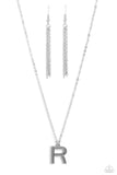 Paparazzi "Leave Your Initials" Silver R Necklace & Earring Set Paparazzi Jewelry